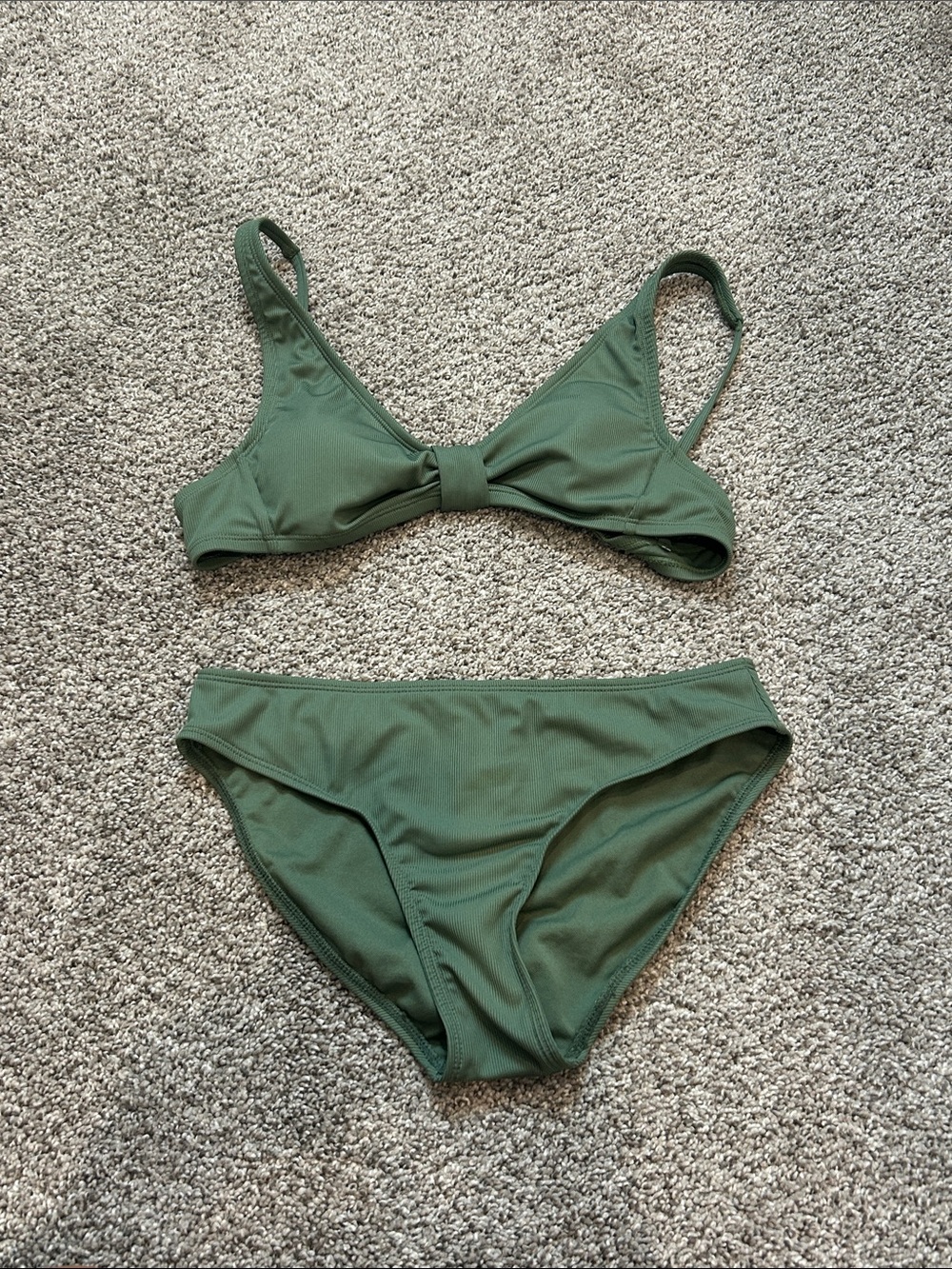 Shade & Shore Olive Knot-Front Bikini Set